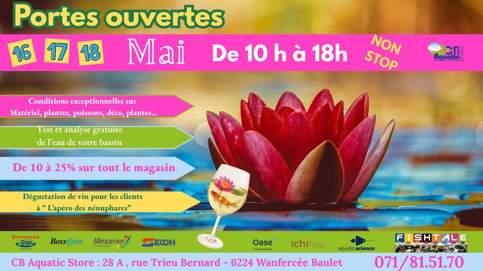 ? Portes ouvertes du 16 au 18 mai – Ne manquez pas l’événement de la saison chez CB Aquatic Store !